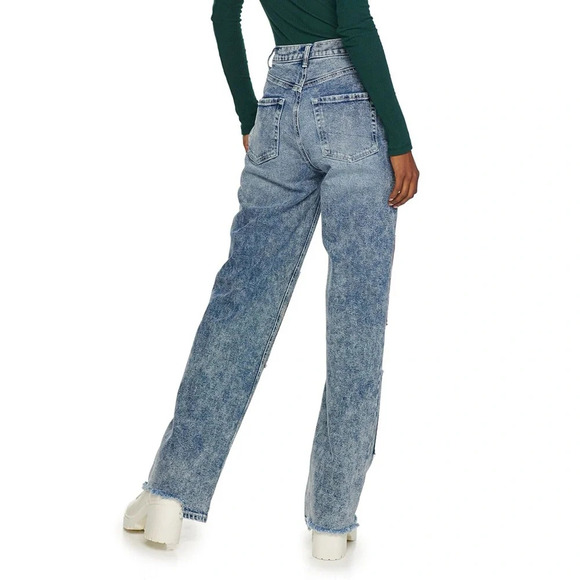 SO super high rise Dad Jeans Bandana Patchwork Denim Jeans size 3/26 - Picture 12 of 13